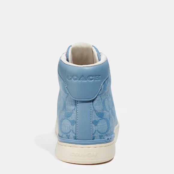 🥰 Coach Clip High Top Sneaker In Signature Chambray - Picture 5 of 12
